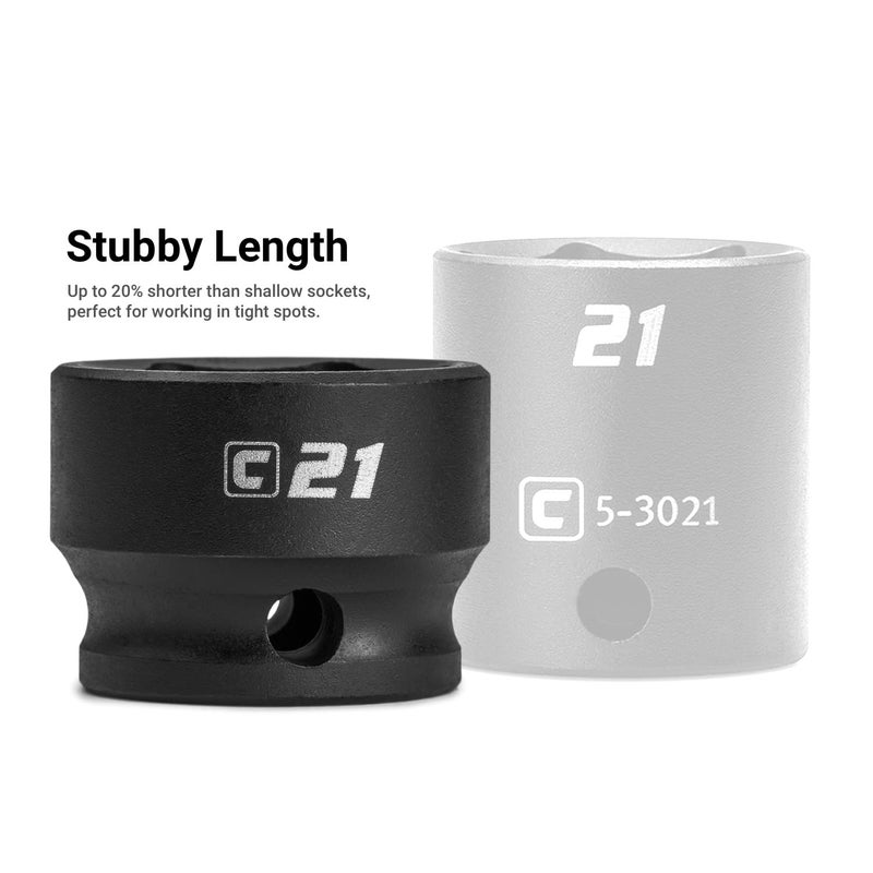 Capri Tools 24 mm Stubby Impact Socket, 1/2 in. Drive, 6-Point, Metric (CP55424) - Image 3